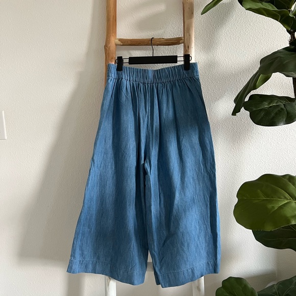 Madewell Chambray Huston Soft Denim Pull on Crop High Rise Wide Leg Pants - Picture 5 of 8